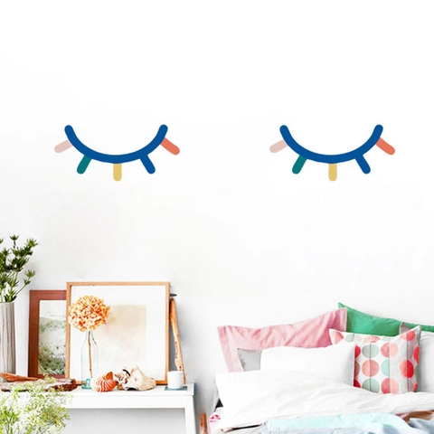 Cartoon Wimpern Wandaufkleber PVC Bunte Schlafende Augen Wandtattoos Für Kinderzimmer Schlafzimmer DIY Kinderzimmer Home Dekor