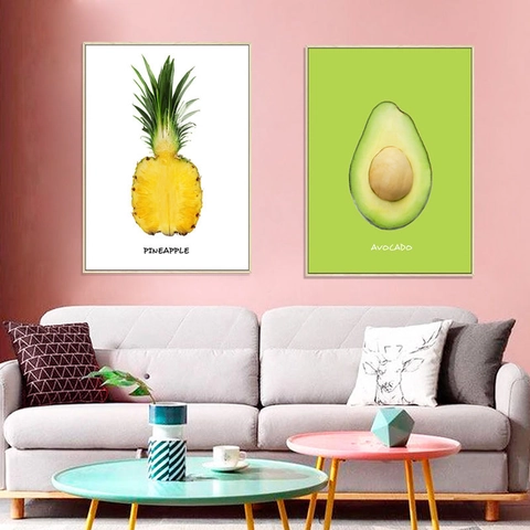 Tropical Fruit Wall Stickers Pineapple And Avocado Art Decals For Kitchen Dining Room Living Room PVC Home Decor Murals