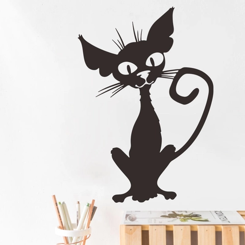 Halloween Scary Black Cat Wall Sticker PVC Removable DIY Wall Art Decal For Living Room Bedroom Halloween Decoration