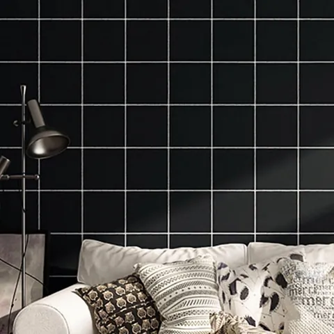 Black White Grid Self-Adhesive Wallpaper PVC Waterproof Wall Sticker For Furniture Renovation Modern Minimalist Home Decor