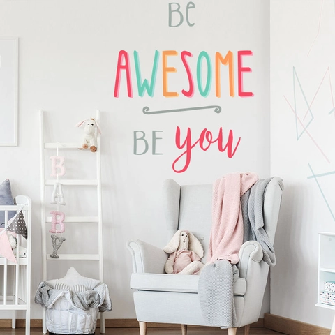 Be Awesome Be You Engels Citaat Muursticker Kleurrijk PVC Sticker Voor Kinderkamer Modern Minimalistisch Decoratie FX1555