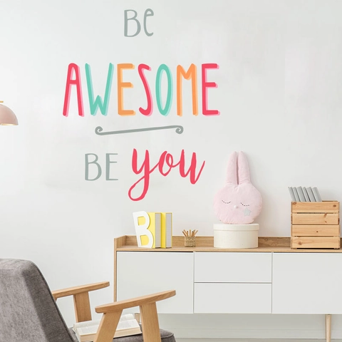 Be Awesome Be You Engels Citaat Muursticker Kleurrijk PVC Sticker Voor Kinderkamer Modern Minimalistisch Decoratie FX1555