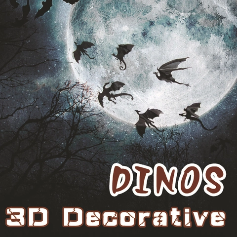 3D Dragon Dinosaur Wall Stickers PVC Decorative Pterosaur Silhouette For Halloween Party Home Living Room Bedroom Decor Set