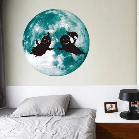 Αυτοκόλλητα Τοίχου Halloween Luminous Moon PVC Ghost Decals Για Σαλόνι Υπνοδωμάτιο Πάρτι Διακόσμηση Glow In The Dark DIY Τοιχογραφία