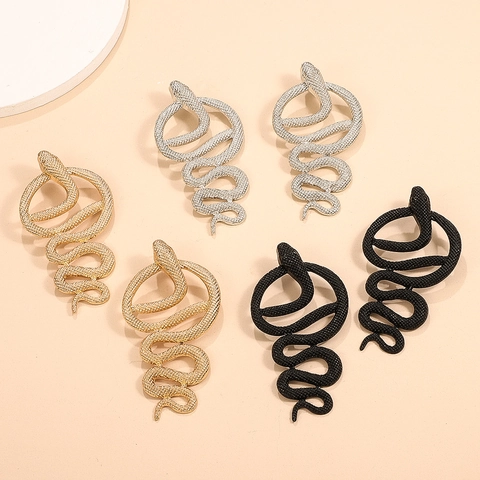 Exaggerated Alloy Snake Dangle Earrings With Stainless Steel Earring Post Punk Animal Style Fashion Jewelry Women Party