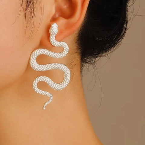 Exaggerated Alloy Snake Dangle Earrings With Stainless Steel Earring Post Punk Animal Style Fashion Jewelry Women Party