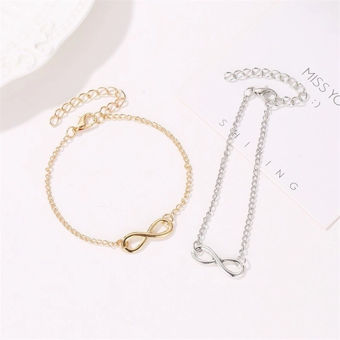 Minimalist Zinc Alloy Infinity Symbol Bracelet For Women Lucky Number Eight Adjustable Gold Silver Plated Chain Jewelry Gift
