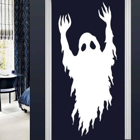 Halloween White Ghost Wall Sticker PVC Carved Removable Decal For Window Door Cabinet Festive Party Home Decoration FX1577