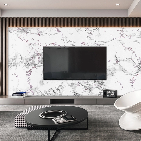 Modern Marble Pattern Self-Adhesive Wallpaper PVC Waterproof Decorative Wall Sticker For Kitchen Furniture Renovation
