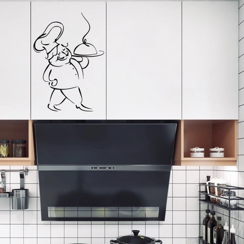 Creative Cartoon Chef Wall Sticker Removable PVC Decal For Kitchen Restaurant Home Decor Decorative Line Art Wall Sticker