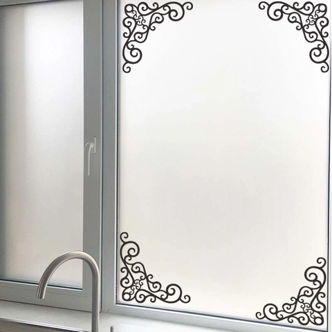Black European Retro Vine Scroll Corner Wall Sticker Removable PVC Window Cabinet Symmetrical Floral Decoration Decal