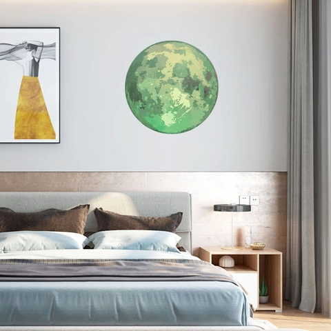 Luminous Moon Wall Sticker Glow In Dark Realistic Lunar Surface PVC Decal For Bedroom Living Room Ceiling Home Decor