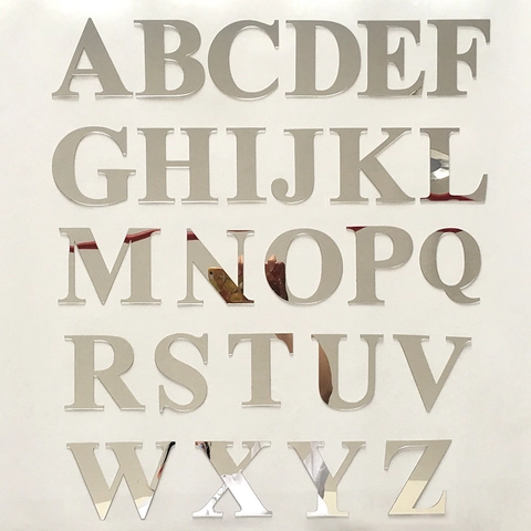 Adesivi Murali con Lettere dell'Alfabeto in Acrilico a Specchio 3D Moderne Lettere Maiuscole Decorative per Casa Camera Ufficio