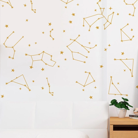 Modern Gold Constellation Star Galaxy PVC Wall Sticker Creative Astronomy Geometry Home Decor Decal For Bedroom Living Room