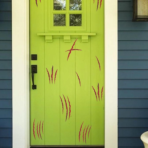 Halloween Bloody Claw Marks Wall Stickers Red Horror Blood Scratches PVC Decals For Window Door Home Party Decorations