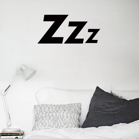 Zzz Schlaf Symbol Wandtattoo Kreative Schwarze Buchstaben Aufkleber Abnehmbare PVC Wandbild Für Schlafzimmer Moderne Minimalistische Deko