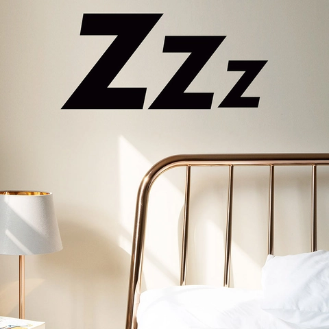 Zzz Schlaf Symbol Wandtattoo Kreative Schwarze Buchstaben Aufkleber Abnehmbare PVC Wandbild Für Schlafzimmer Moderne Minimalistische Deko