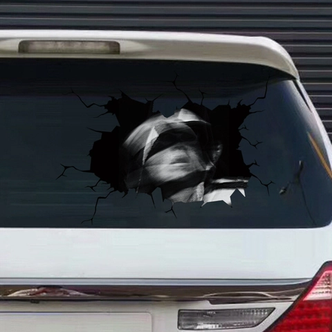 Halloween 3D Visual Wall Crack Sticker PVC Masked Man Portrait Decal For Car Window Home Wall Mural Halloween Decoration