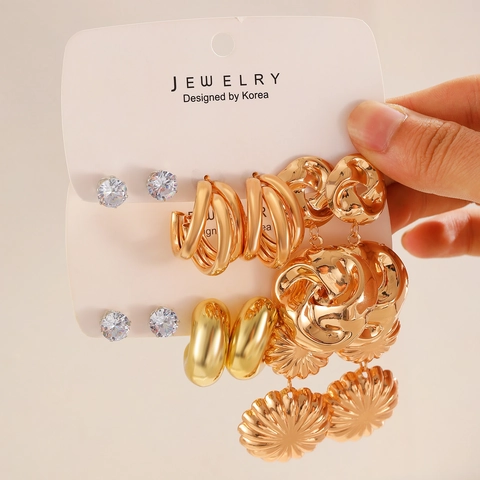 Modern Minimalist Alloy Rhinestone Earrings For Women Geometric Twist Knot Stud Earrings Gold Silver Jewelry Accessory Gift