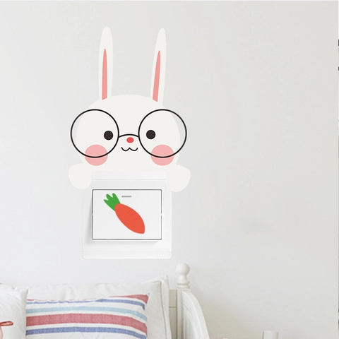Nordic Cartoon Unicorn Rabbit Wall Stickers DIY Light Switch Socket Decorative Decals Waterproof PVC Animal Pattern Home Decor
