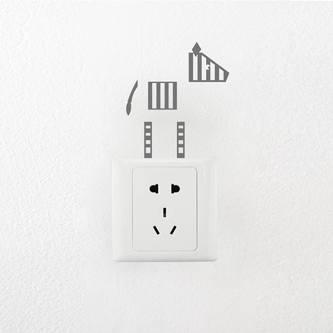 Geometrische Zebra Lichtschakelaar Sticker Grijs Gestreepte Verwijderbare PVC Muursticker Voor Slaapkamer Woonkamer Huis Decoratie