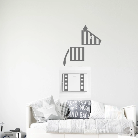 Geometrische Zebra Lichtschakelaar Sticker Grijs Gestreepte Verwijderbare PVC Muursticker Voor Slaapkamer Woonkamer Huis Decoratie