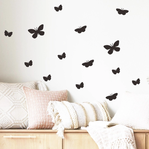 Modern Minimalist Solid Black Butterfly Wall Stickers PVC Removable DIY Silhouette Art Decals For Bedroom Living Room Decor