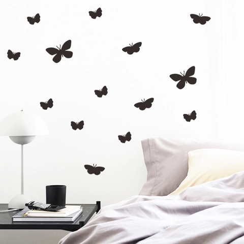 Modern Minimalist Solid Black Butterfly Wall Stickers PVC Removable DIY Silhouette Art Decals For Bedroom Living Room Decor