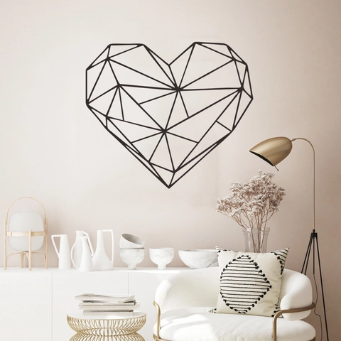 Geometrisches Herz Wandtattoo Modern Minimalistisch Linienkunst Abnehmbarer Aufkleber Für Wohnzimmer Schlafzimmer Büro Deko