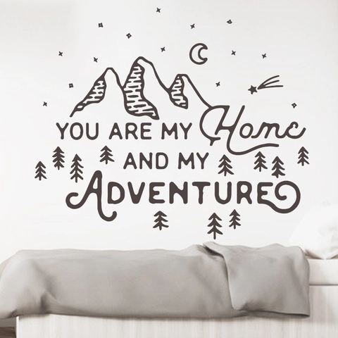 Nordic Style Adventure Mountain Quote Wall Sticker Modern Minimalist PVC Bedroom Living Room Home Decor Art Removable Vinyl Mural