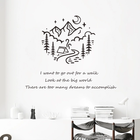 Minimalistischer Schwarzwald Berg Mond Wandtattoo PVC Abnehmbarer Aufkleber Für Wohnzimmer Schlafzimmer Moderne Kunst