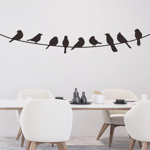 Adesivo Murale Silhouette Uccello Nero Su Filo Minimalista Moderno Murale In PVC Removibile Per Decorazione Soggiorno Camera Da Letto Ufficio
