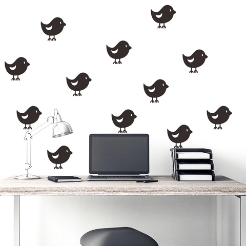 Adesivi Murali Silhouette Uccello Nero Minimalista PVC Impermeabile Decalcomanie Removibili Per Soggiorno Camera Da Letto Ufficio