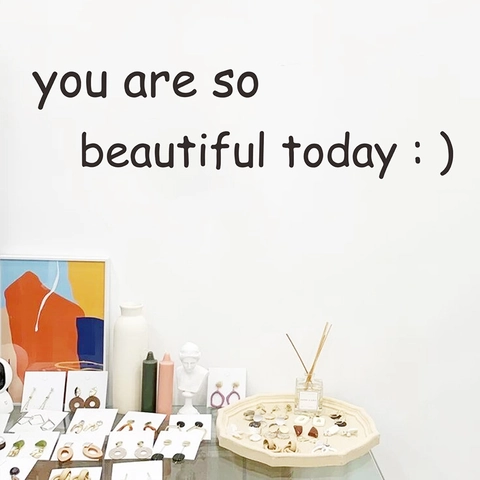Inspirational English Quote Wall Sticker You Are So Beautiful Today PVC Mirror Decal For Bedroom Bathroom Home Decor