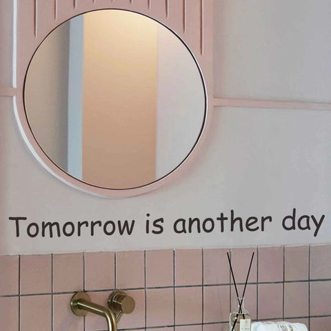 Modern Black Tomorrow Is Another Day Quote Wall Sticker PVC Removable DIY Lettering Wall Art Decor For Bedroom Mirror