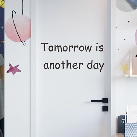 Modern Black Tomorrow Is Another Day Quote Wall Sticker PVC Removable DIY Lettering Wall Art Decor For Bedroom Mirror