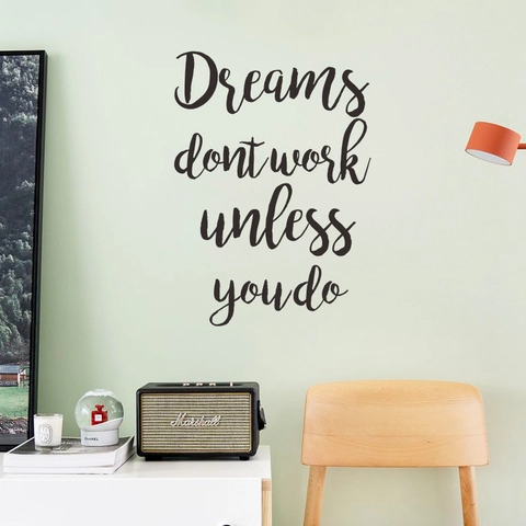 Dreams Don't Work Unless You Do Inspirierender Wandaufkleber Zitat Aufkleber Für Schlafzimmer Büro Modernes Wandtattoo