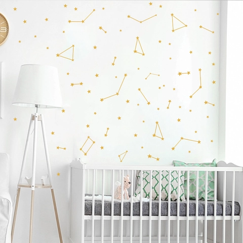 Adesivi Murali Stella Costellazione Oro Nordico PVC Minimalista Decalcomanie Fai-Da-Te per Cameretta Bambini Camera Letto
