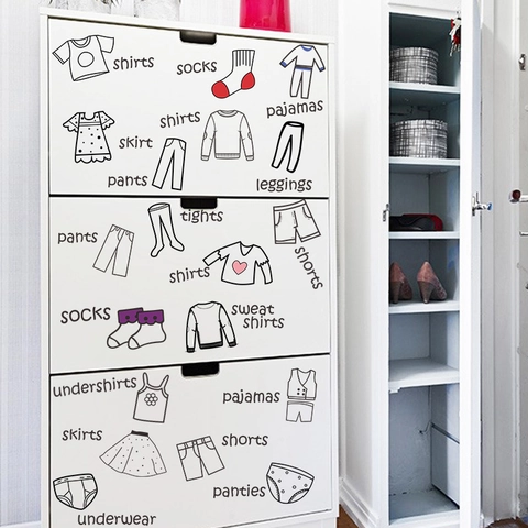 Closet Clothing Organization Label Wall Stickers PVC Bedroom Wardrobe Drawer Classification Decals Minimalist Home Decor