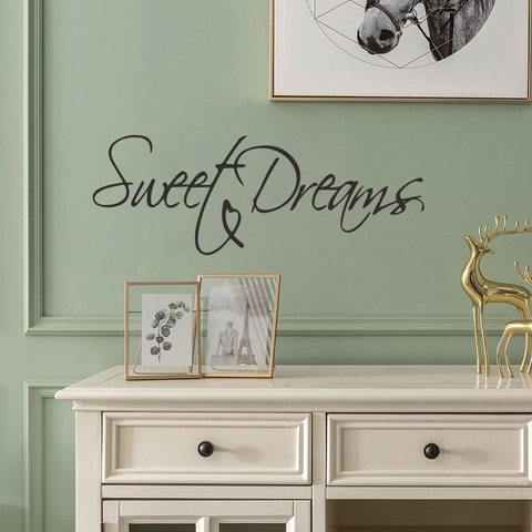 Sweet Dreams Zitat Wandtattoo PVC Abnehmbare Kunst Schriftzug Aufkleber Für Schlafzimmer Wohnzimmer Haus Dekor Herz Muster Schwarz