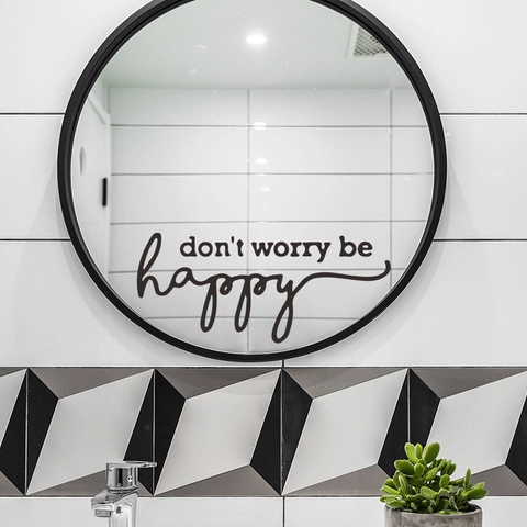 Αυτοκόλλητο Τοίχου Don't Worry Be Happy PVC Αφαιρούμενο DIY Εμπνευσμένο Ρητό Διακόσμηση για Κρεβατοκάμαρα και Σαλόνι