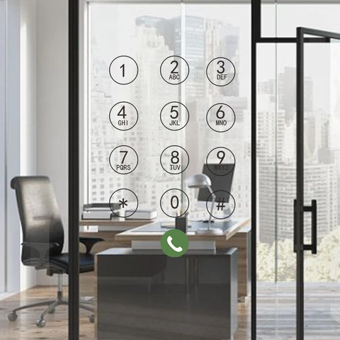 Adesivo Murale Tastiera Telefonica PVC Removibile Tastiera Numerica Per Porta In Vetro Ufficio Decorazione Commerciale Segnaletica Minimalista