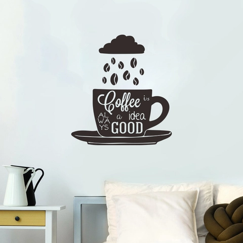 Adesivo Murale Creativo a Tema Caffè Decalcomania in PVC Rimovibile Coffee Is Always A Good Idea Decorazione per Cucina Bar Casa