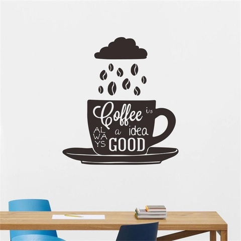 Adesivo Murale Creativo a Tema Caffè Decalcomania in PVC Rimovibile Coffee Is Always A Good Idea Decorazione per Cucina Bar Casa