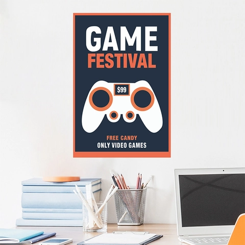Αυτοκόλλητο Τοίχου Χειριστήριο Game Festival Αφαιρούμενο PVC Διακόσμηση Δωματίου Παιχνιδιών Μοντέρνο Θέμα Gaming για Κρεβατοκάμαρα Σαλόνι Γραφείο