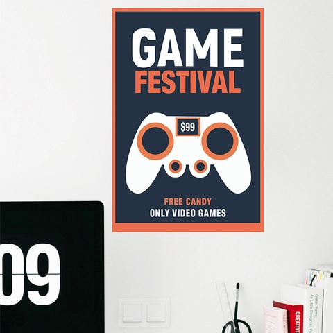 Αυτοκόλλητο Τοίχου Χειριστήριο Game Festival Αφαιρούμενο PVC Διακόσμηση Δωματίου Παιχνιδιών Μοντέρνο Θέμα Gaming για Κρεβατοκάμαρα Σαλόνι Γραφείο