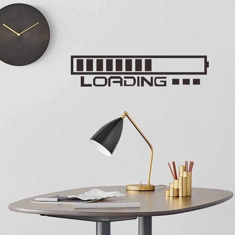 Modern Minimalist Black Battery Loading Bar Wall Sticker PVC Waterproof Gamer Decal For Bedroom Office Wall Decoration