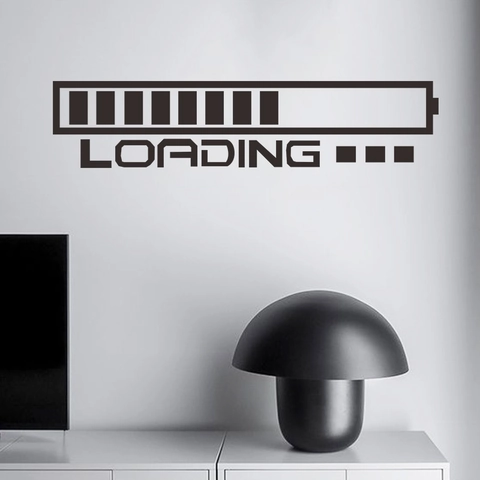 Modern Minimalist Black Battery Loading Bar Wall Sticker PVC Waterproof Gamer Decal For Bedroom Office Wall Decoration