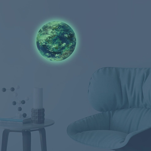 Adesivo Murale Terra Luminosa PVC Fluorescente Verde Fluorescente Decorazione Pianeta Per Camera Bambini Letto Autoadesivo