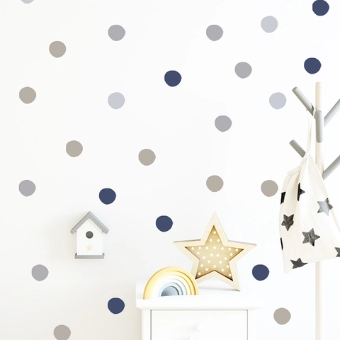Nordische Morandi Polka Dot Wandtattoo Für Kinder Mädchen Schlafzimmer Dekor Abnehmbare PVC Runde Wandsticker Für Babyzimmer DIY Wandkunst